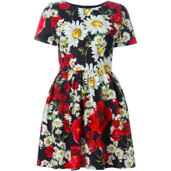 NWT. DOLCE & GABBANA Floral Print Mini Dress - Picture 2 of 7
